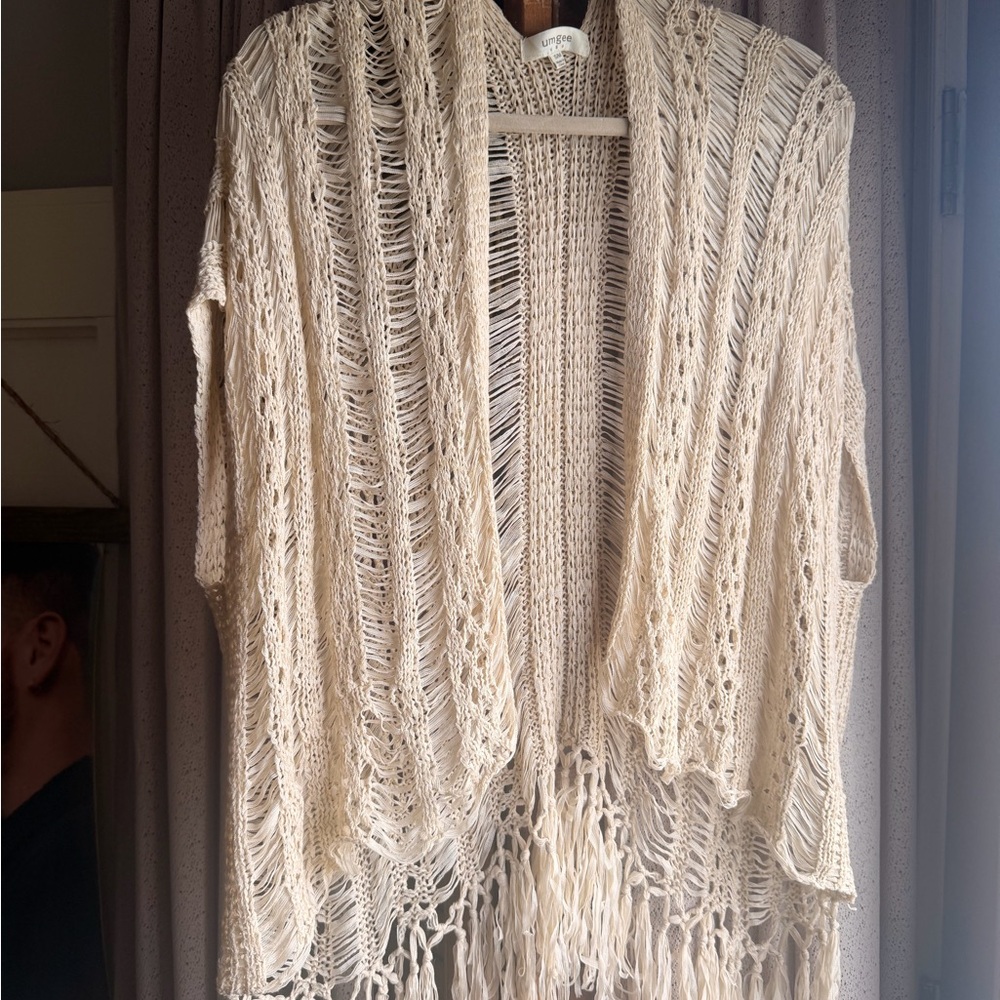 Umgee Beige Open Knit Cardigan